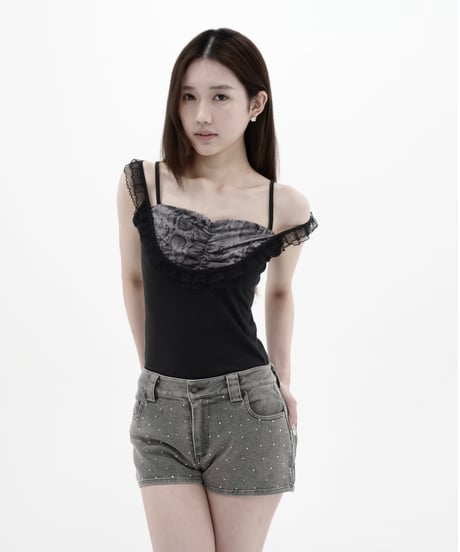 bijou denim short pants