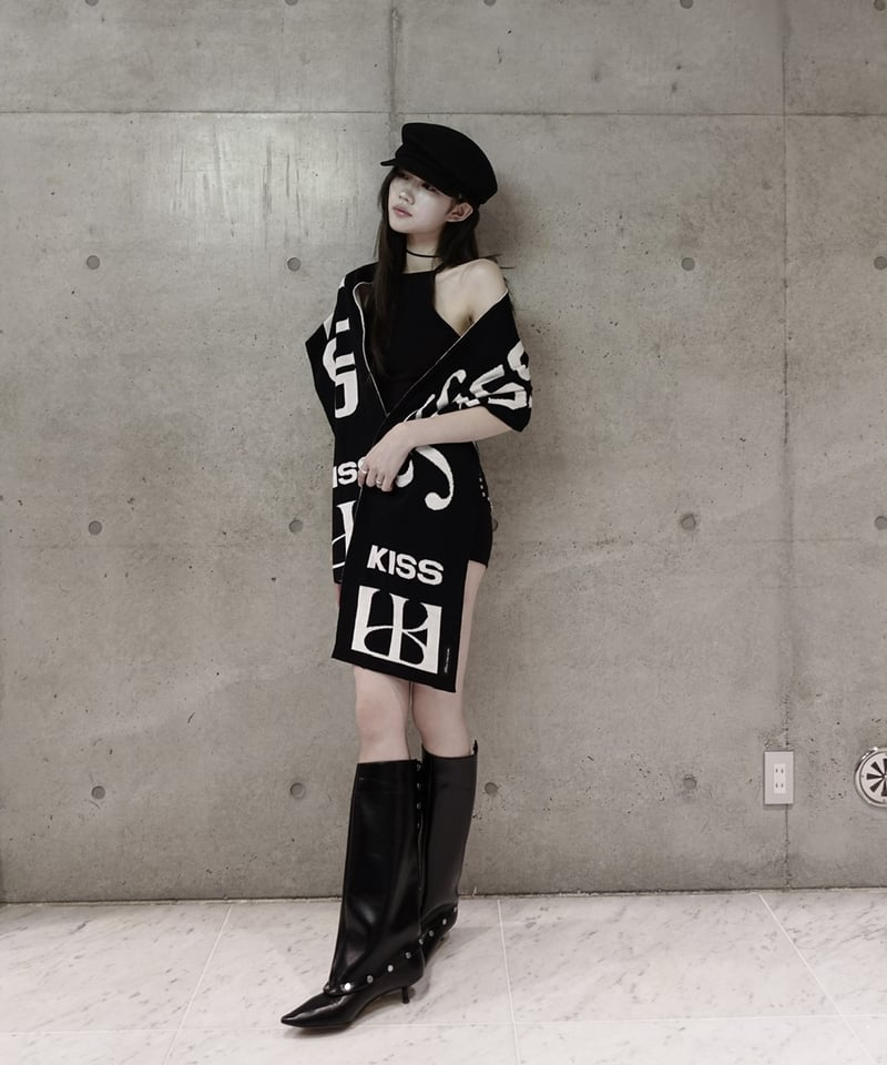 ESロゴ　ストール　black signature logo stole | KISS THE CLUB