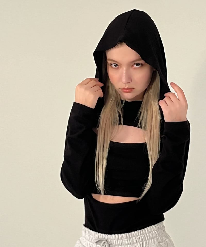 トップス kisstheclub body line hoodie black body line hoodie | KISS THE CLUB