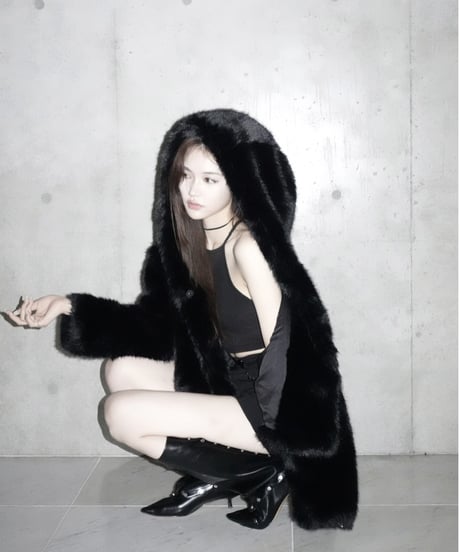 luxury hooded fur coat