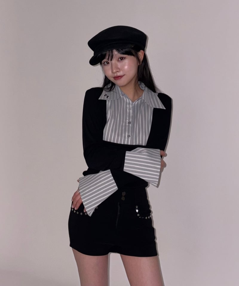 トップス KISS THE CLUB lady camisole black lady slim shirt tops | KISS THE CLUB