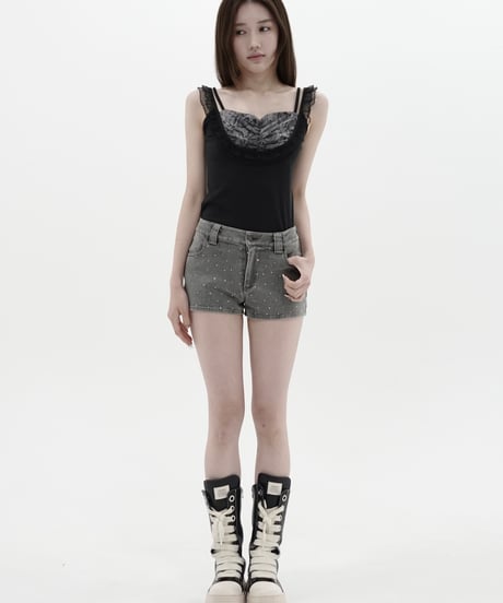 bijou denim short pants