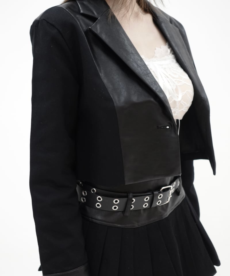 leather short jacket | KISS THE CLUB