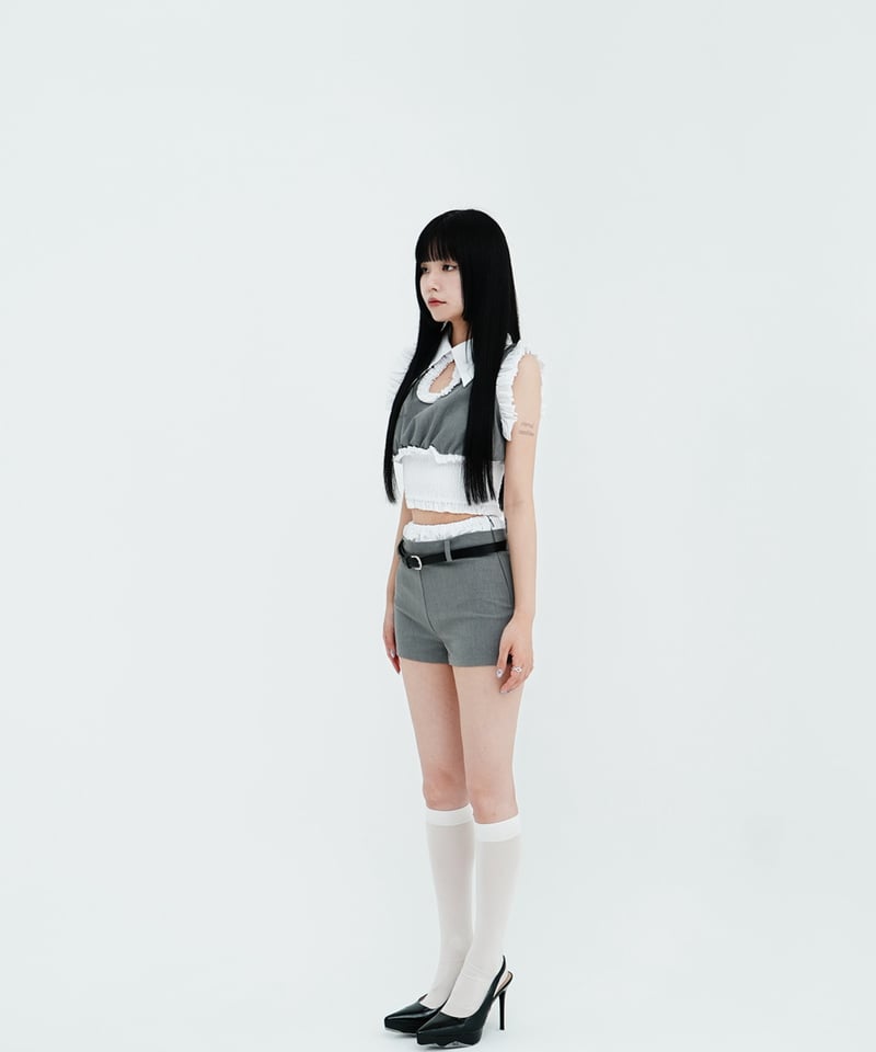 トップス kiss the club bare frill tops black 再入荷】bare frill tops | KISS THE CLUB