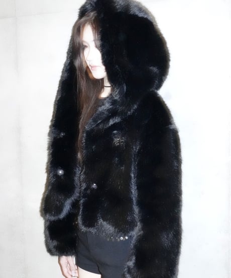 luxury hooded fur coat