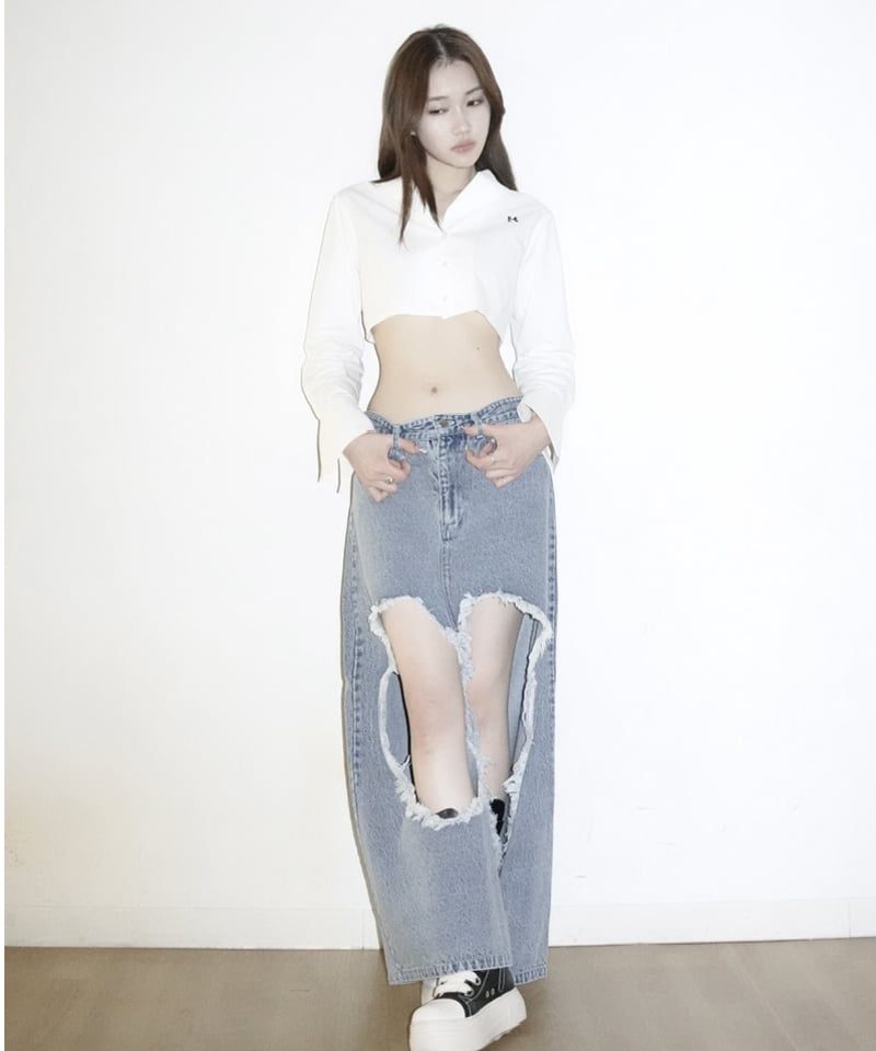over hole denim | KISS THE CLUB