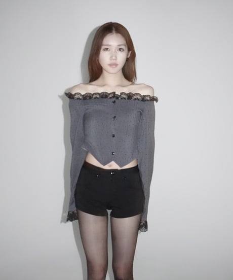 noir lace offshoulder jacket