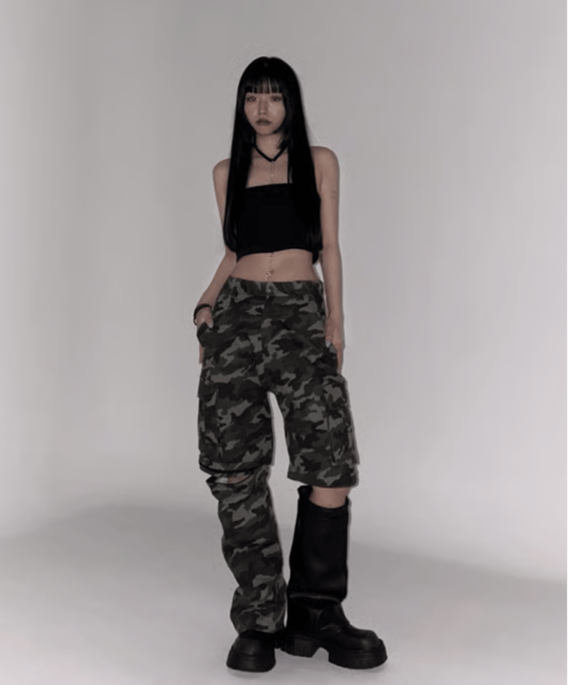パンツ kiss the club satin cargo pants black 2way mode cargo pants | KISS THE CLUB
