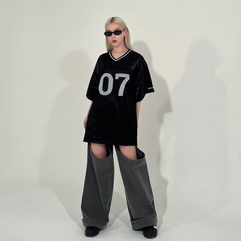 【ou._.uo】kisstheclub open denim pants ou._.uo】kisstheclub open denim pants Open Hem Baggy Denim Pants