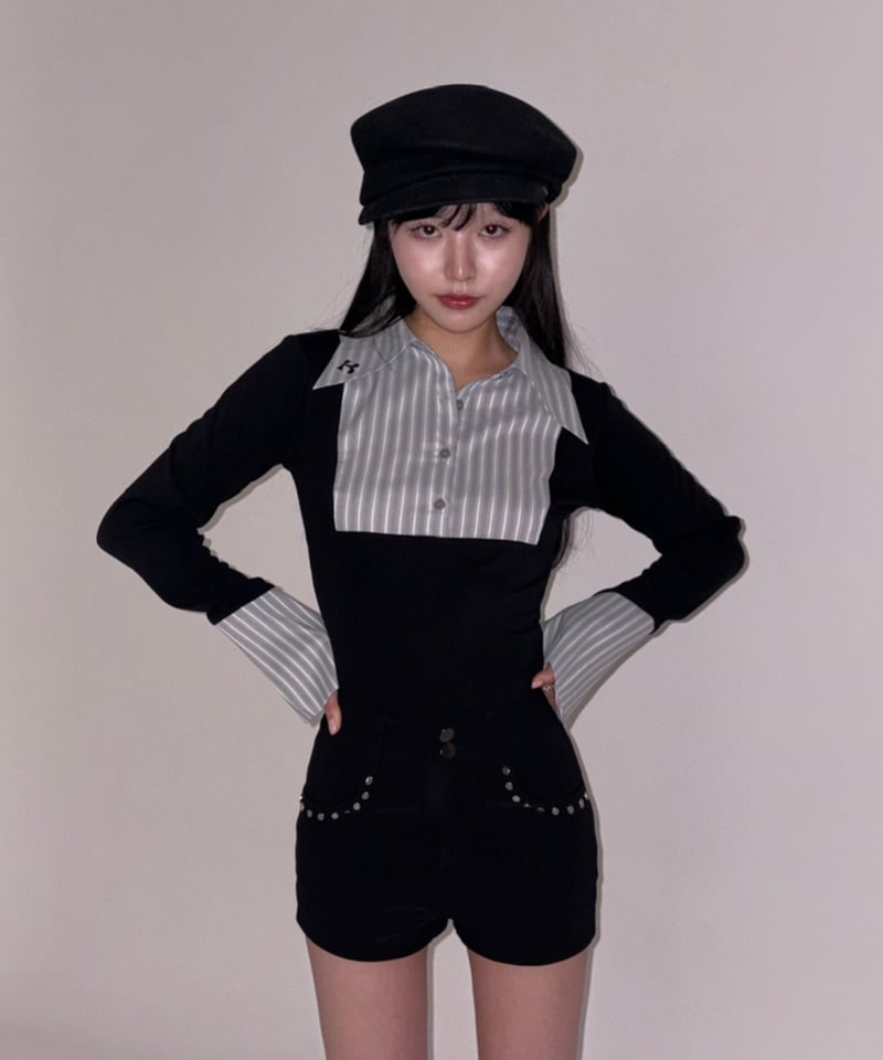 トップス KISS THE CLUB lady camisole black lady slim shirt tops | KISS THE CLUB