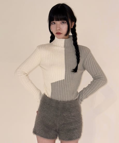 【再入荷】bi-color knit tops