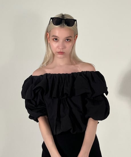off shoulder puff blouse