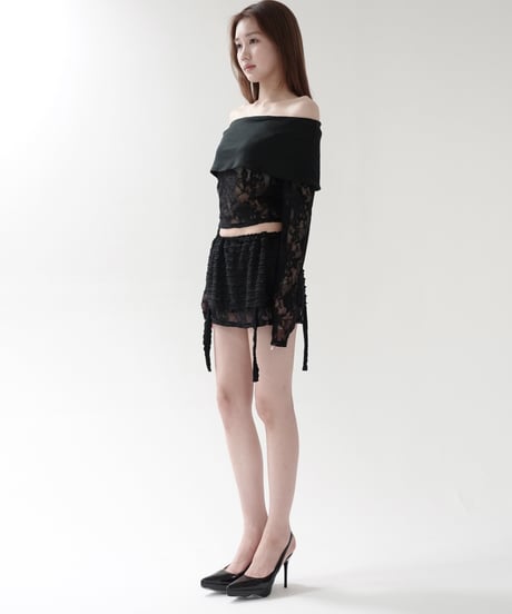 lace gather skirt
