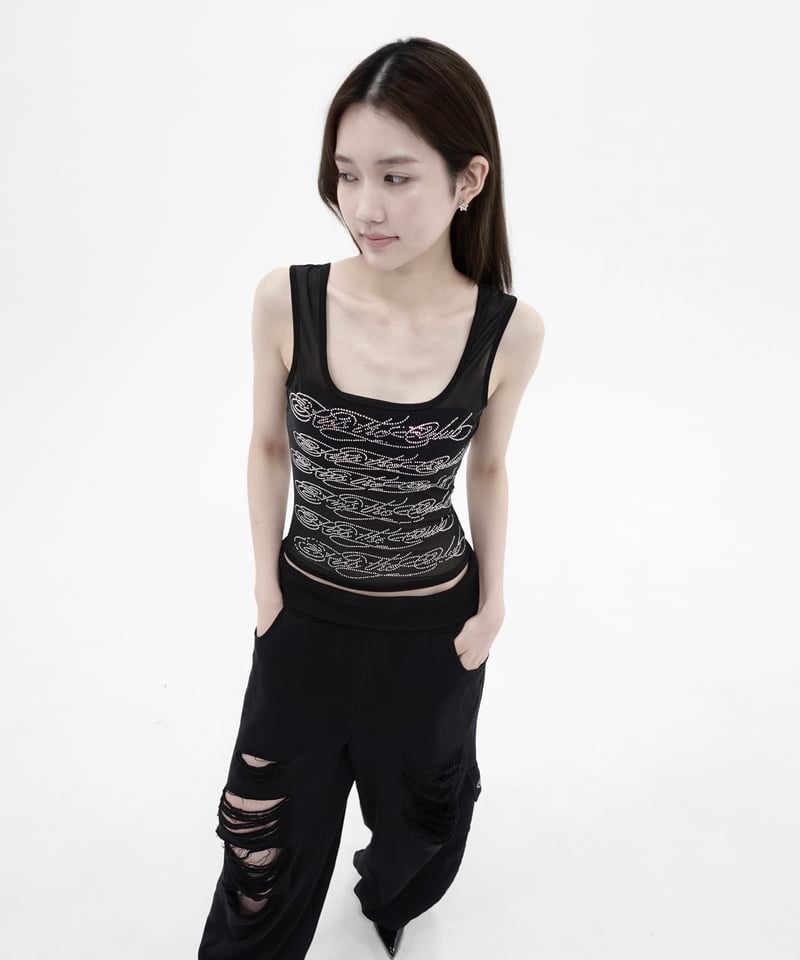 rhinestone logo tank top | KISS THE CLUB