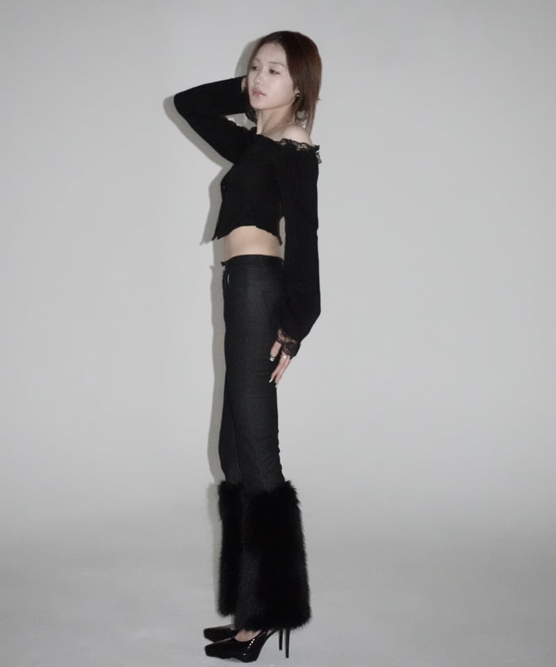 完売品【kiss the club】flare lace pants/black stretch flare fur pants | KISS THE CLUB