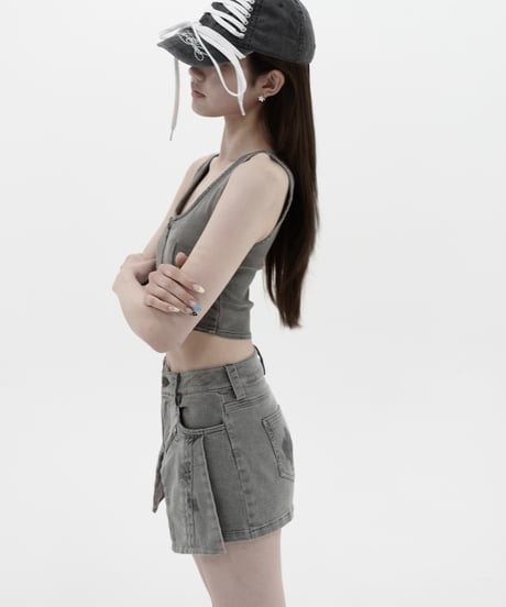 zip pocket denim pants