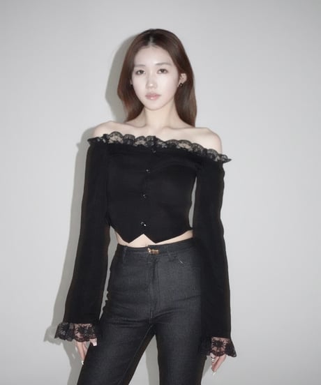 noir lace offshoulder jacket