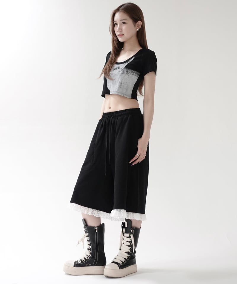 lace half pants | KISS THE CLUB