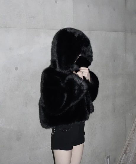 luxury hooded fur coat