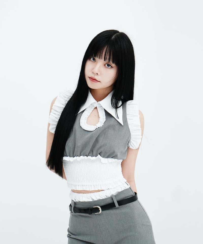 T. japan frill bustier 【新品】 Wave gathered peplum bustier (dot)