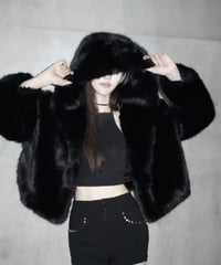 luxury hooded fur coat