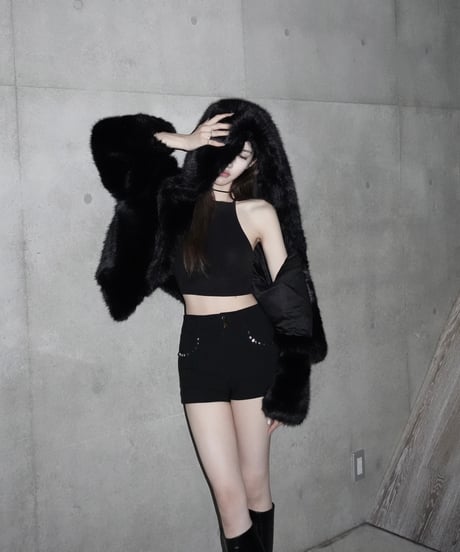 luxury hooded fur coat