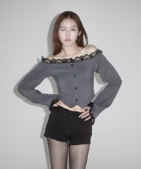 noir lace offshoulder jacket
