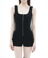 front zip cargo rompers