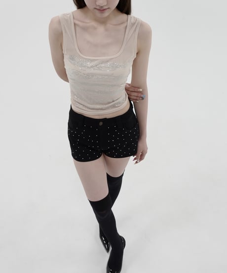 bijou denim short pants