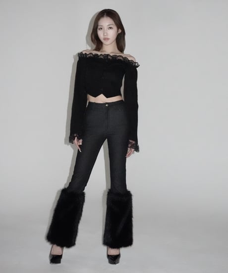 stretch flare fur pants