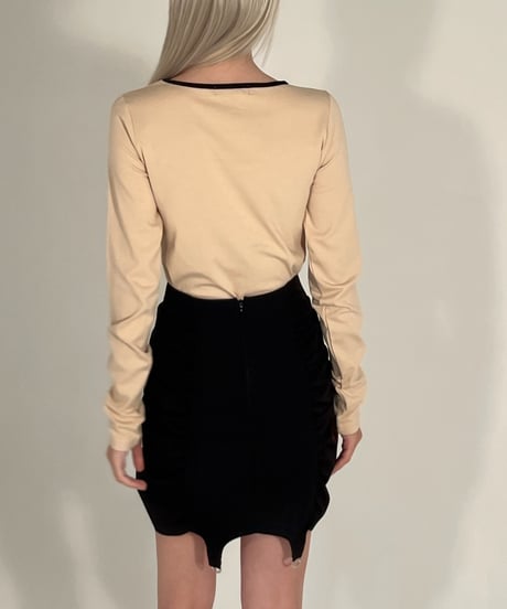 gather belt mini skirt