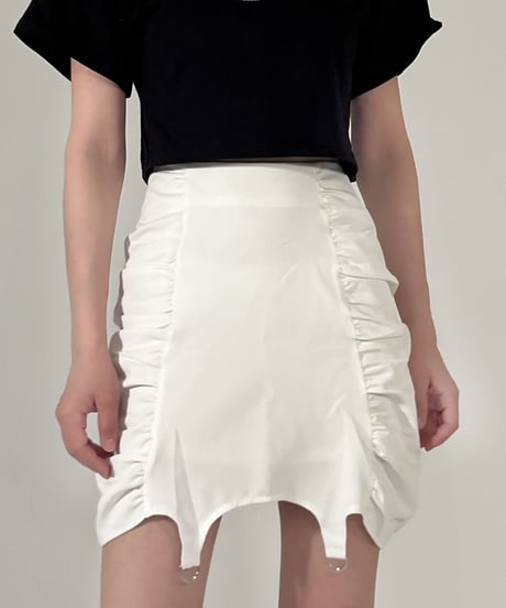 gather belt mini skirt