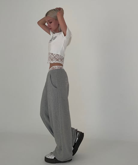 【再入荷】lace sweat pants