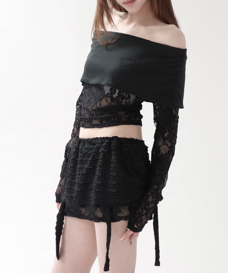 lace gather skirt | KISS THE CLUB