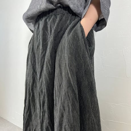 Sikuten ギャザースカート(BLACK STRIPE)