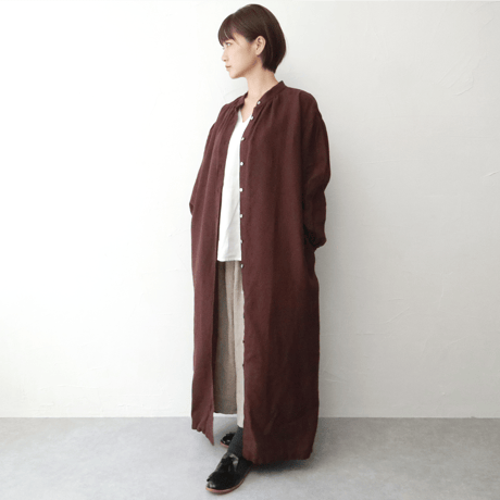 Sikuten リネンギャザーロングワンピース