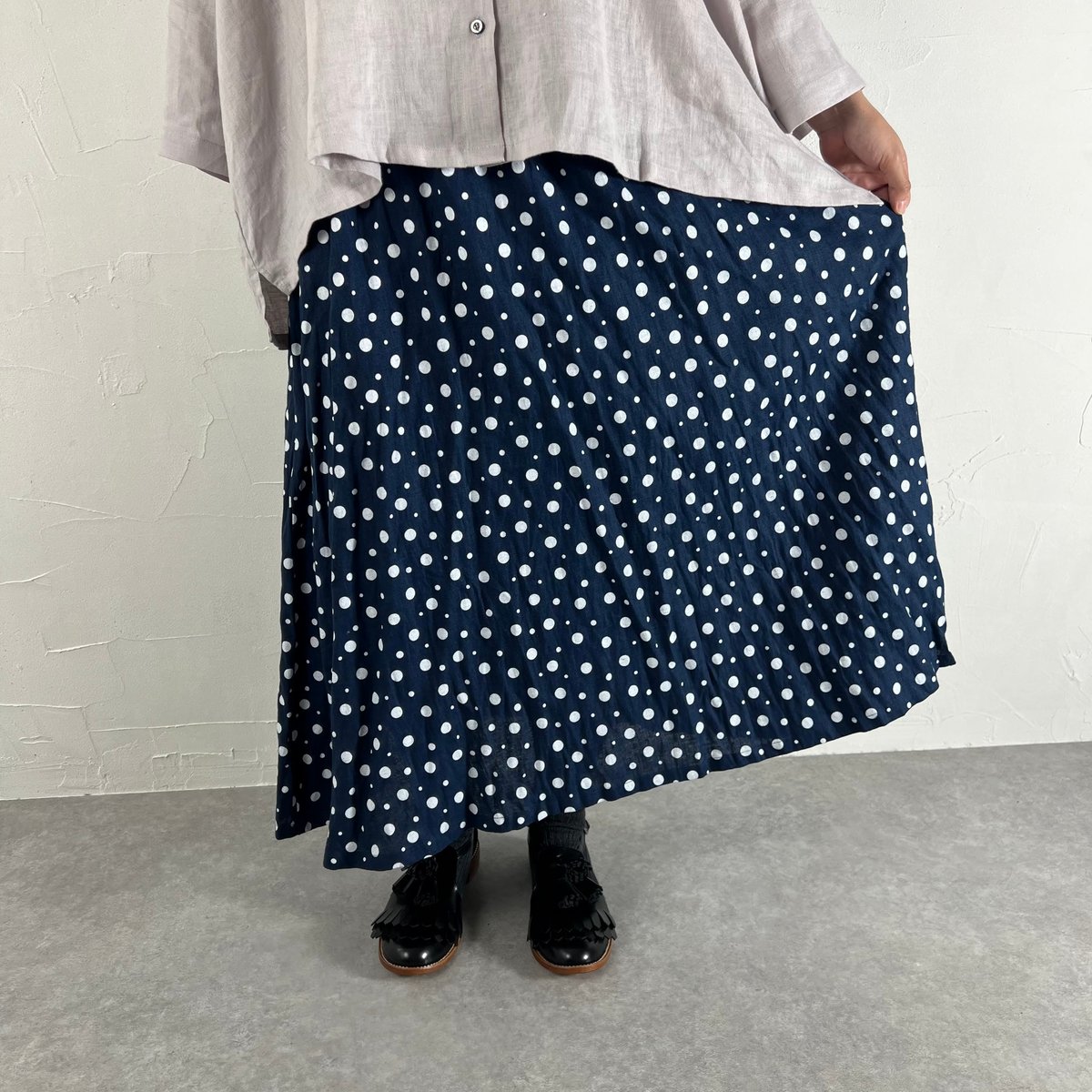 Sikuten ギャザースカート(DOT BLUE) | イロアセナイ