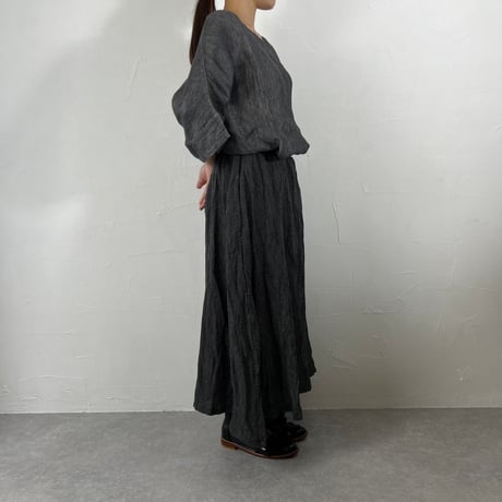 Sikuten ギャザースカート(BLACK STRIPE)