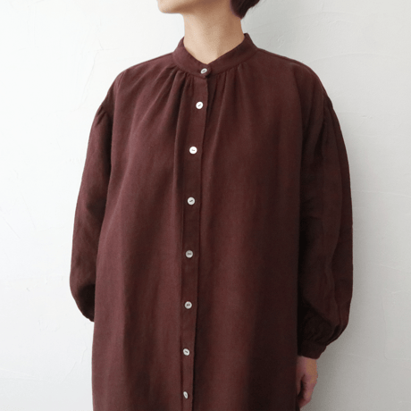 Sikuten リネンギャザーロングワンピース