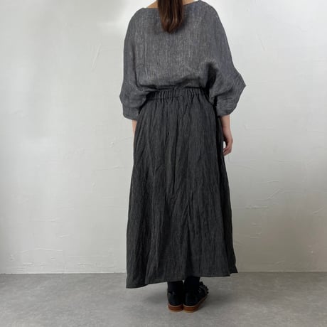 Sikuten ギャザースカート(BLACK STRIPE)
