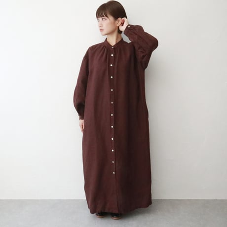 Sikuten リネンギャザーロングワンピース