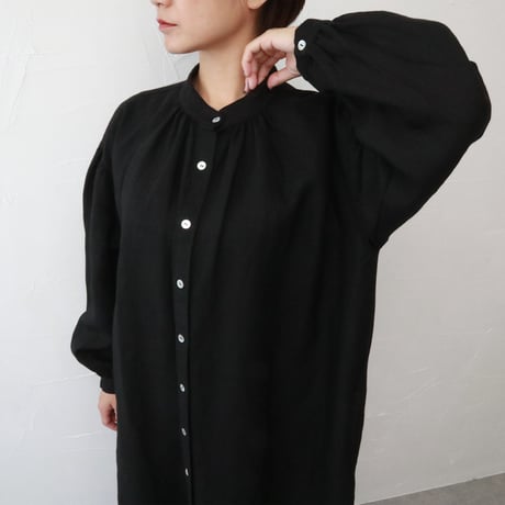 Sikuten リネンギャザーロングワンピース