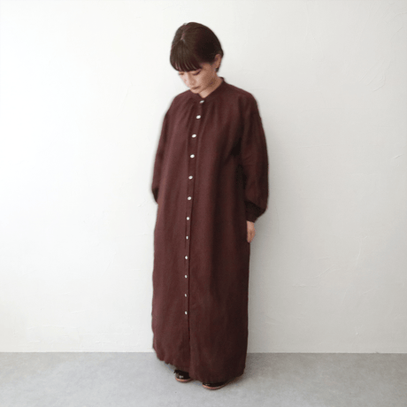 Sikuten リネンギャザーロングワンピース