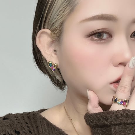 【オンライン限定】 SAZARE gold heartピアス・イヤリング