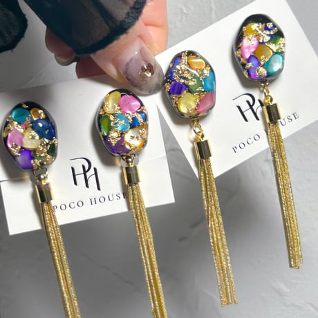 SAZARE BLACK TASSELピアス・イヤリング