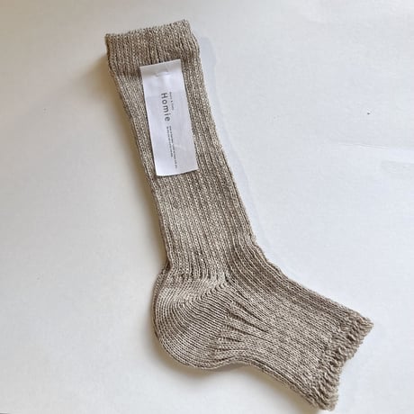 linen＆organic cotton rib sandal socks  ナチュラル