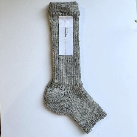 linen＆organic cotton rib sandal socks  薄グレー