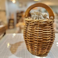 アラログ woodハンドル ラウンドバッグ 巾着付き