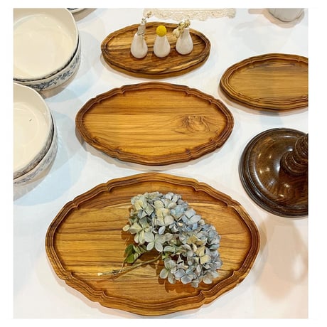 oval tray  wood  ( L )
