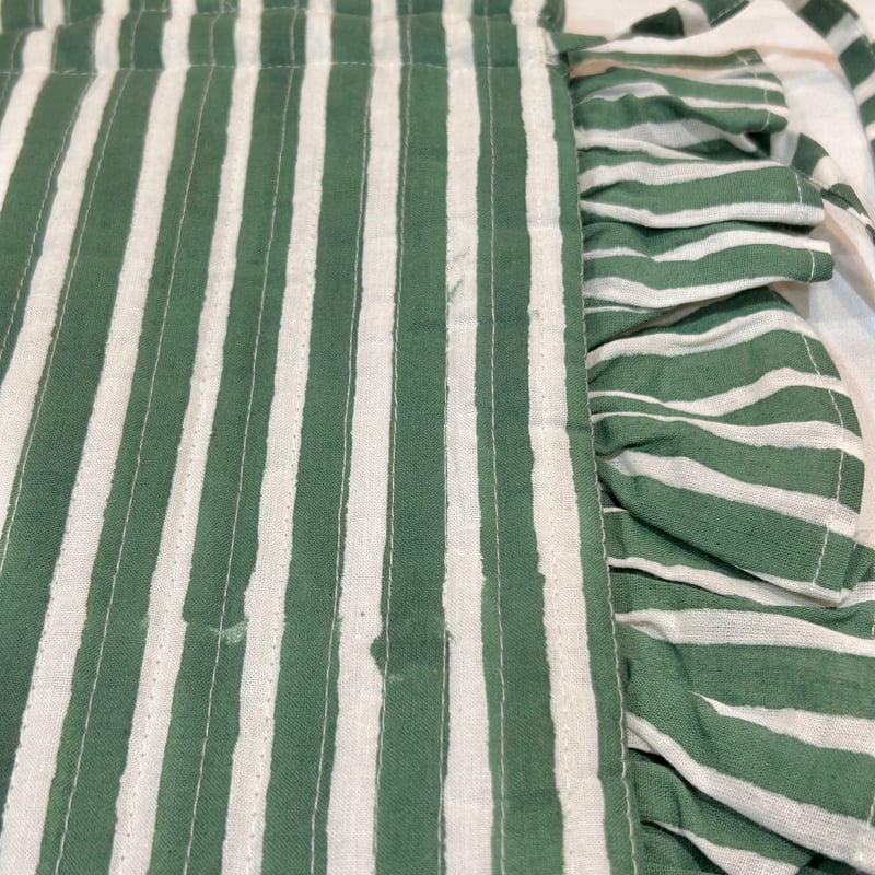 フリルトートバッグ ストライプ／グリーン | OLD1PLUS